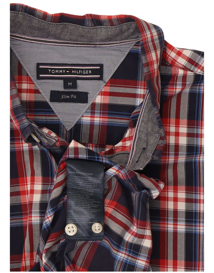 Camicia slim fit da uomo Tommy Hilfiger in cotone a quadri blu navy medio