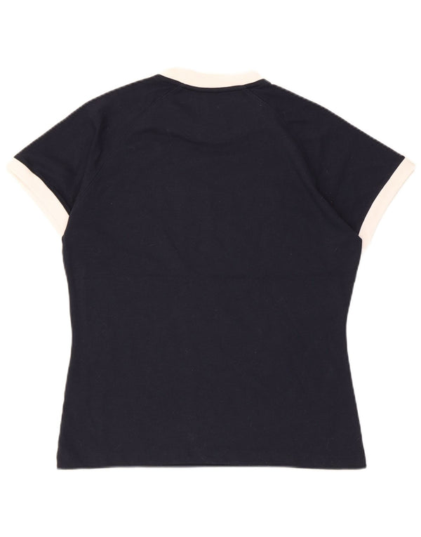 T-shirt grafica da donna Reebok Top UK 14 Medium Navy Blue Colourblock