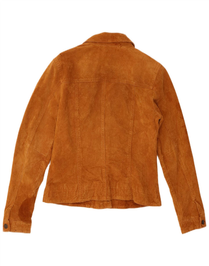 Giacca vintage in pelle scamosciata da donna EU 36 piccola in pelle beige