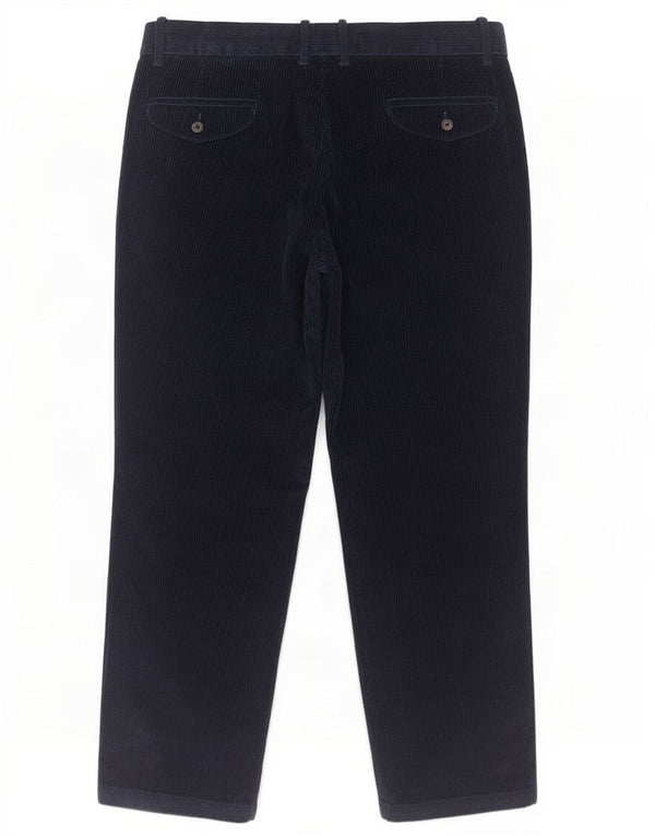 Pantaloni dritti in velluto a coste da uomo Marks & Spencer W38 L29 cotone blu navy