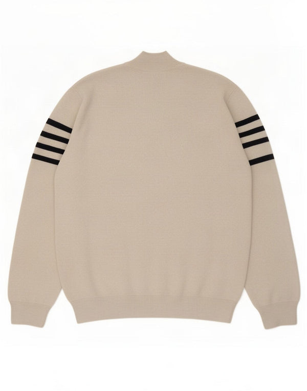 Maglione maglione girocollo da uomo Marks & Spencer XL poliestere a righe beige