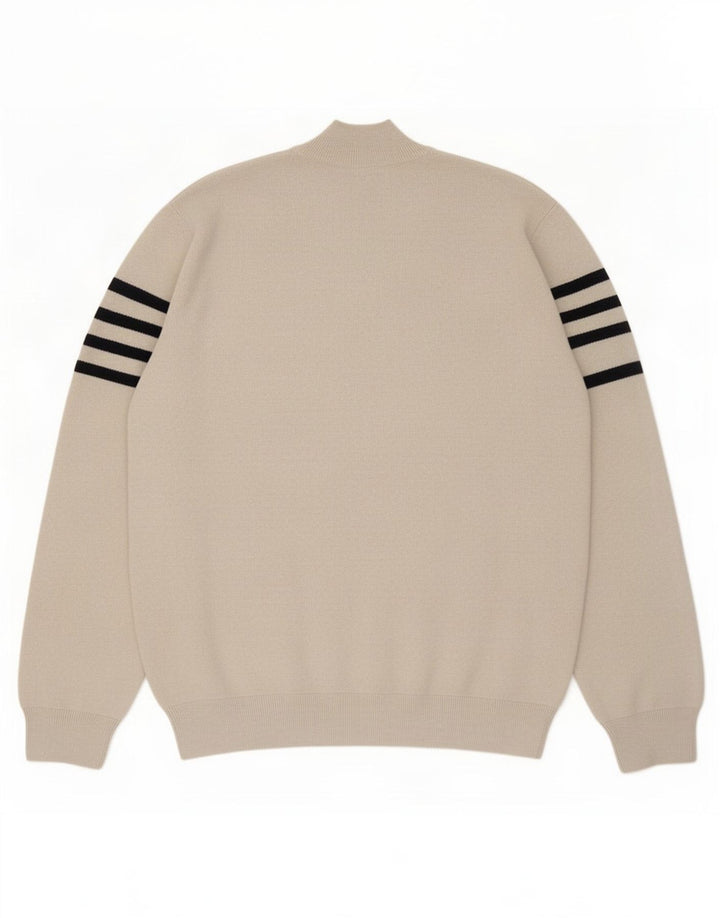 Maglione maglione girocollo da uomo Marks & Spencer XL poliestere a righe beige