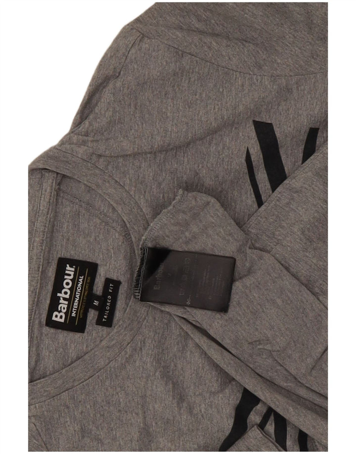 Barbour Uomo T-shirt grafica su misura Top in cotone chiazzato grigio medio