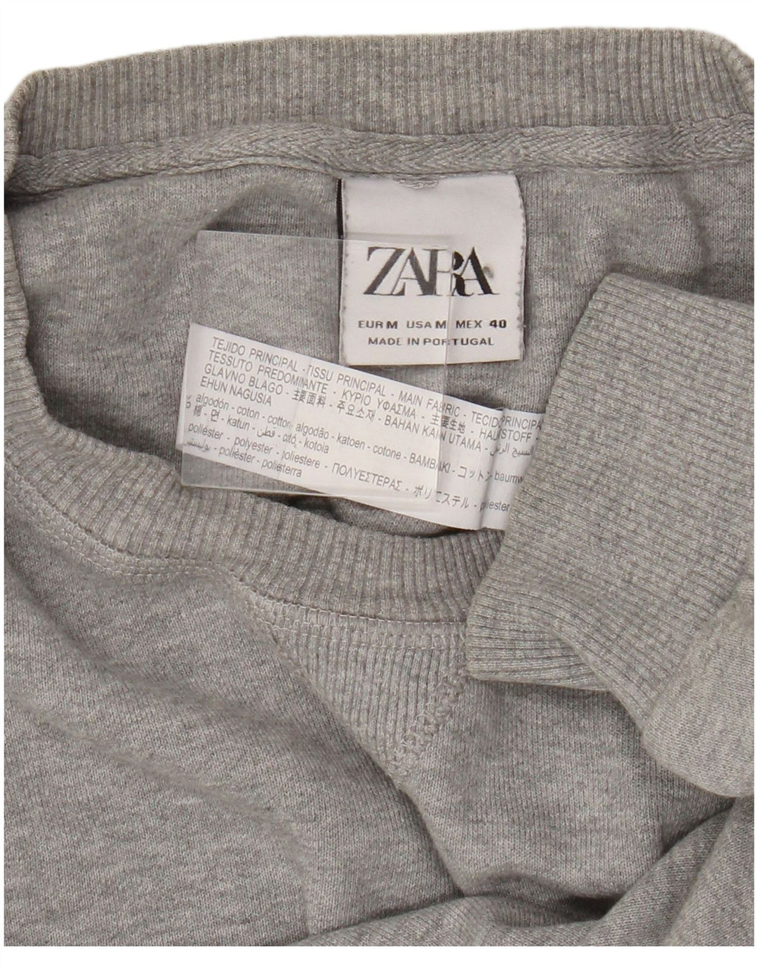 Maglione maglione girocollo da uomo Zara in cotone grigio medio