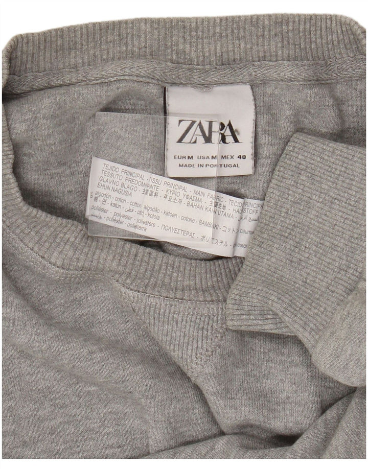 Maglione maglione girocollo da uomo Zara in cotone grigio medio