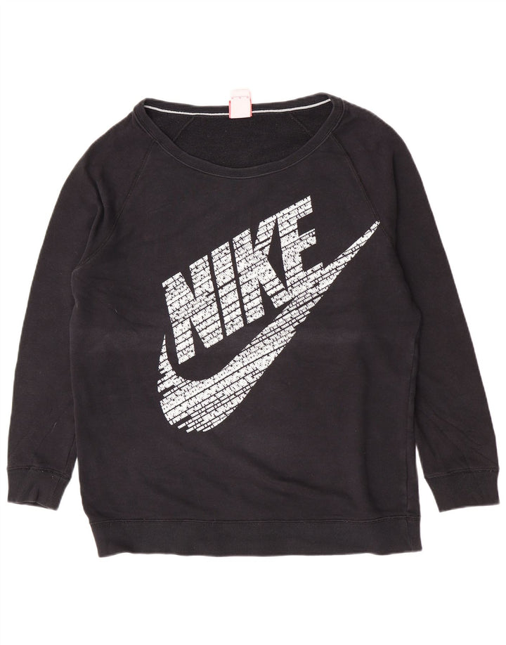Felpa oversize con grafica Nike da donna UK 14 cotone medio nero