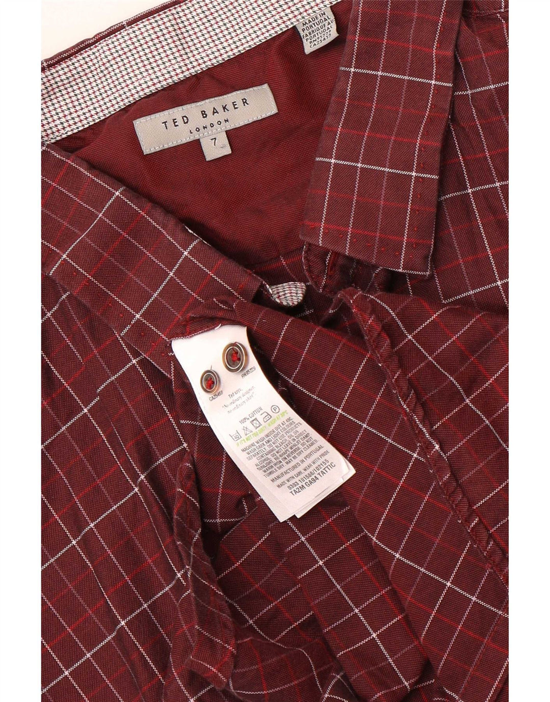 Camicia da uomo Ted Baker taglia 7 3XL cotone a quadri marrone