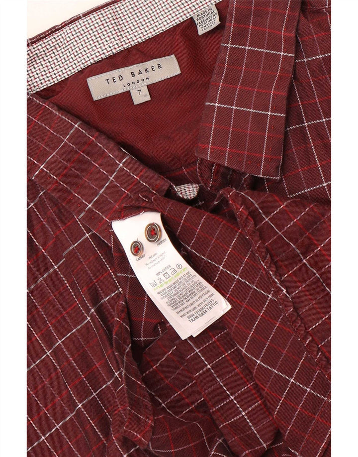 Camicia da uomo Ted Baker taglia 7 3XL cotone a quadri marrone