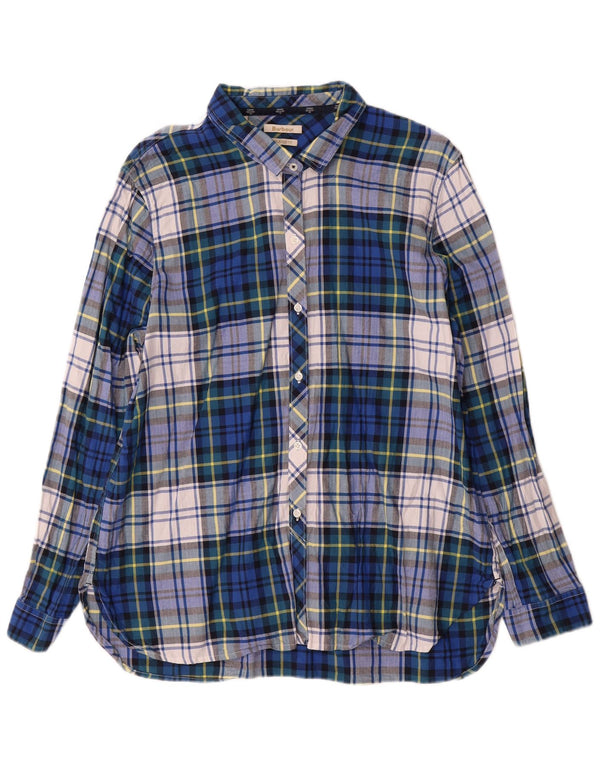 Camicia in flanella da donna Barbour vestibilità rilassata UK 18 XL cotone a quadri blu