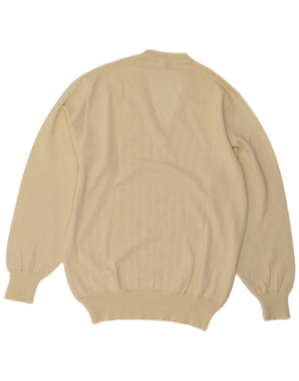 Maglione vintage da uomo con scollo a V IT 52 Large Beige Lana