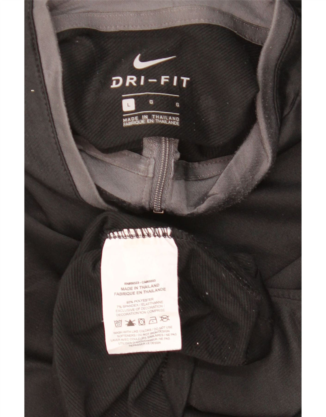 NIKE Maglia da ginnastica da uomo Dri Fit con zip e collo, grande, in poliestere nero