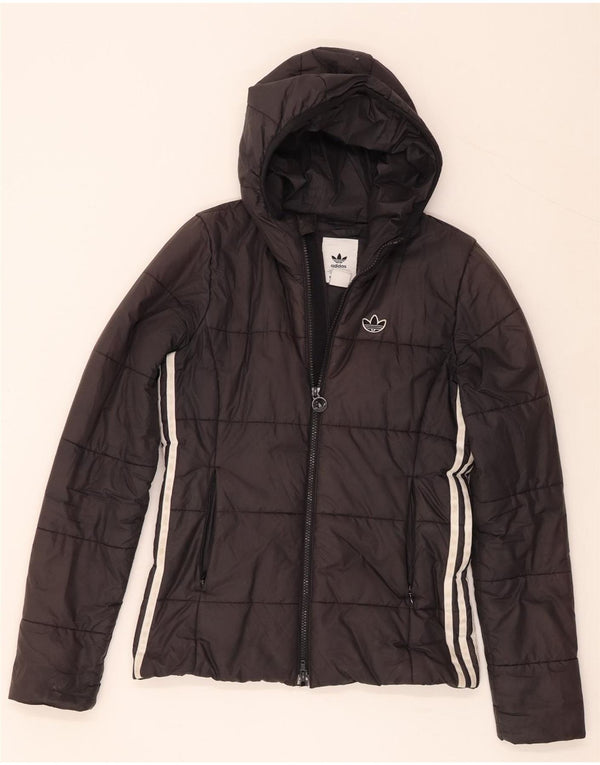 Giacca imbottita con cappuccio Adidas Primegreen da donna UK 6 XS poliestere nero
