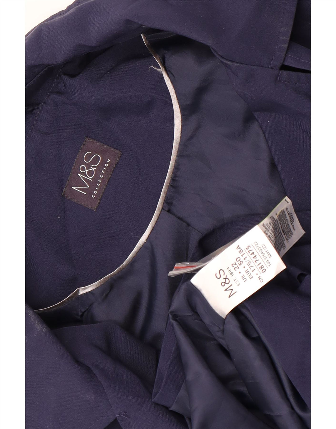 Trench corto da donna Marks & Spencer UK 22 3XL poliestere blu navy