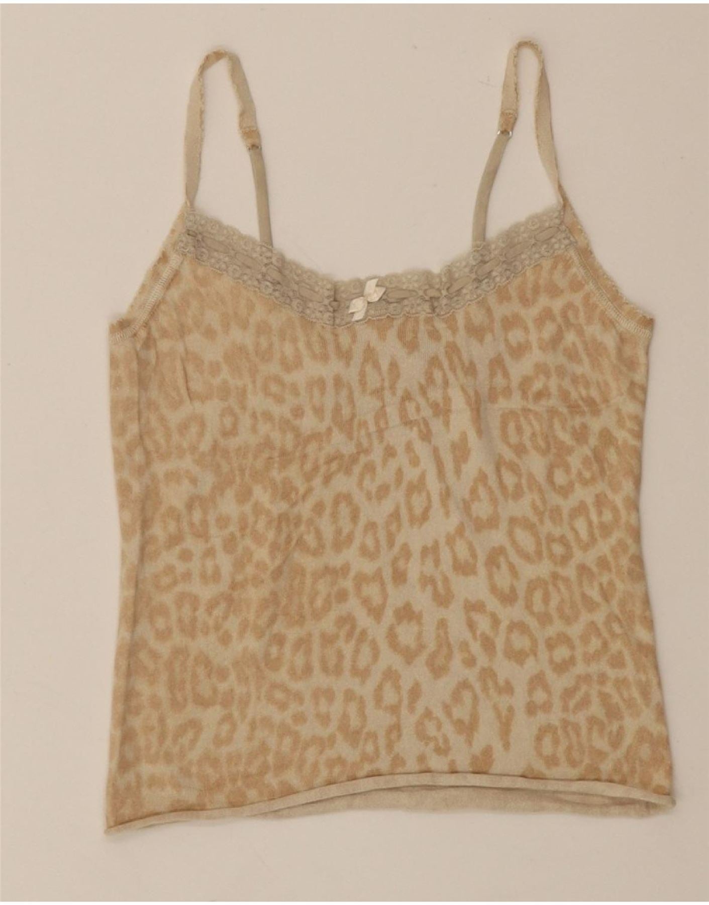BANANA REPUBLIC Womens Cami Top UK 4 XS Beige Animal Print Silk Vintage Banana Republic and Second-Hand Banana Republic from Messina Hembry 