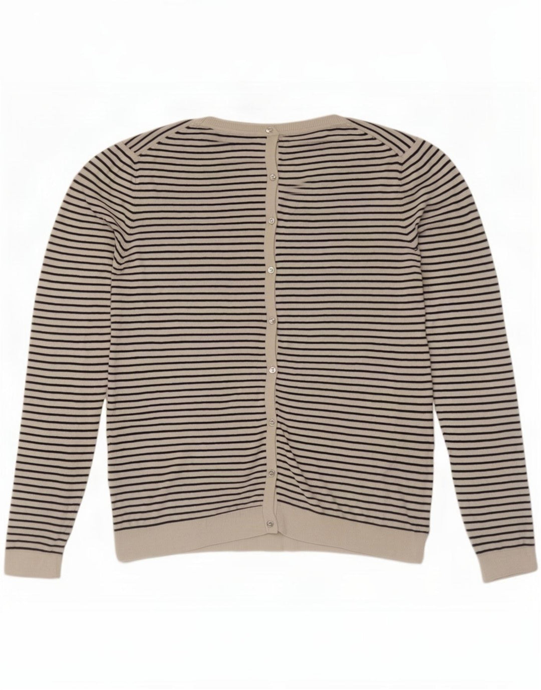 Maglione cardigan da donna Massimo Dutti UK 14 Seta a righe bianche grandi