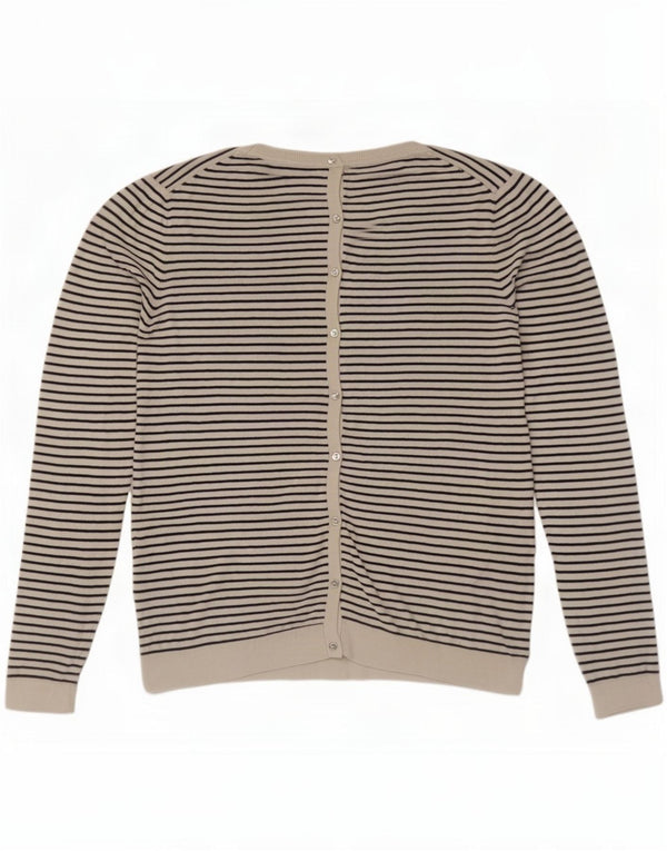 Maglione cardigan da donna Massimo Dutti UK 14 Seta a righe bianche grandi