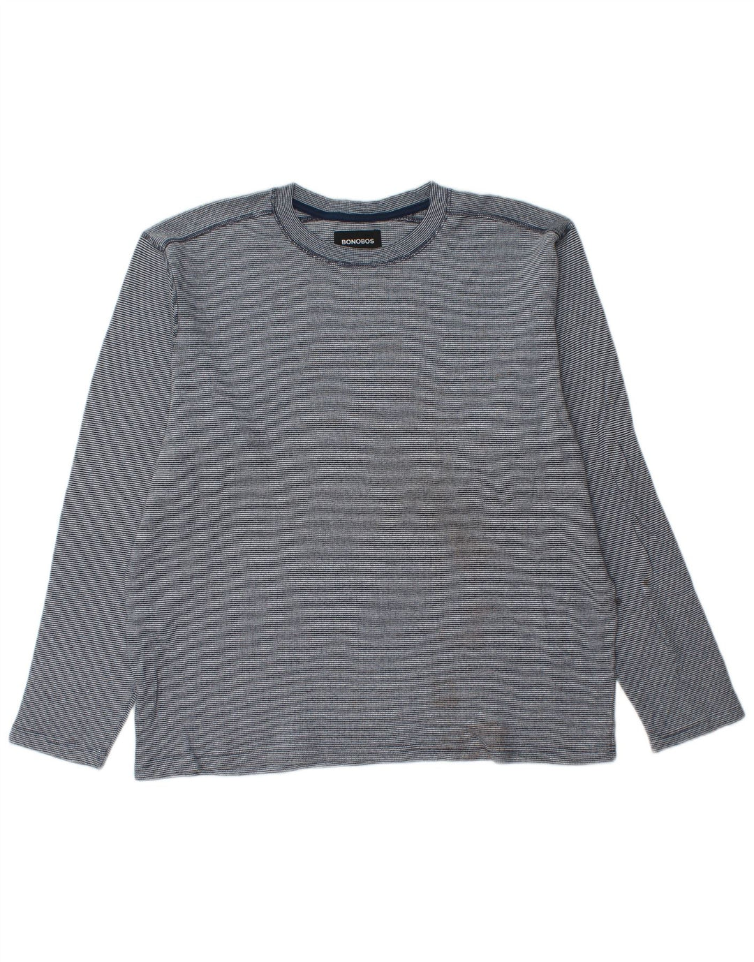 BONOBOS Top da uomo a maniche lunghe XL in cotone gessato blu