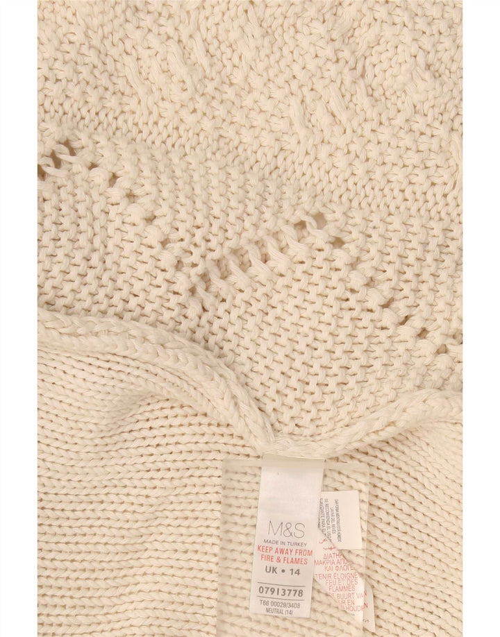 Maglione cardigan aperto da donna Marks & Spencer UK 14 Cotone beige medio