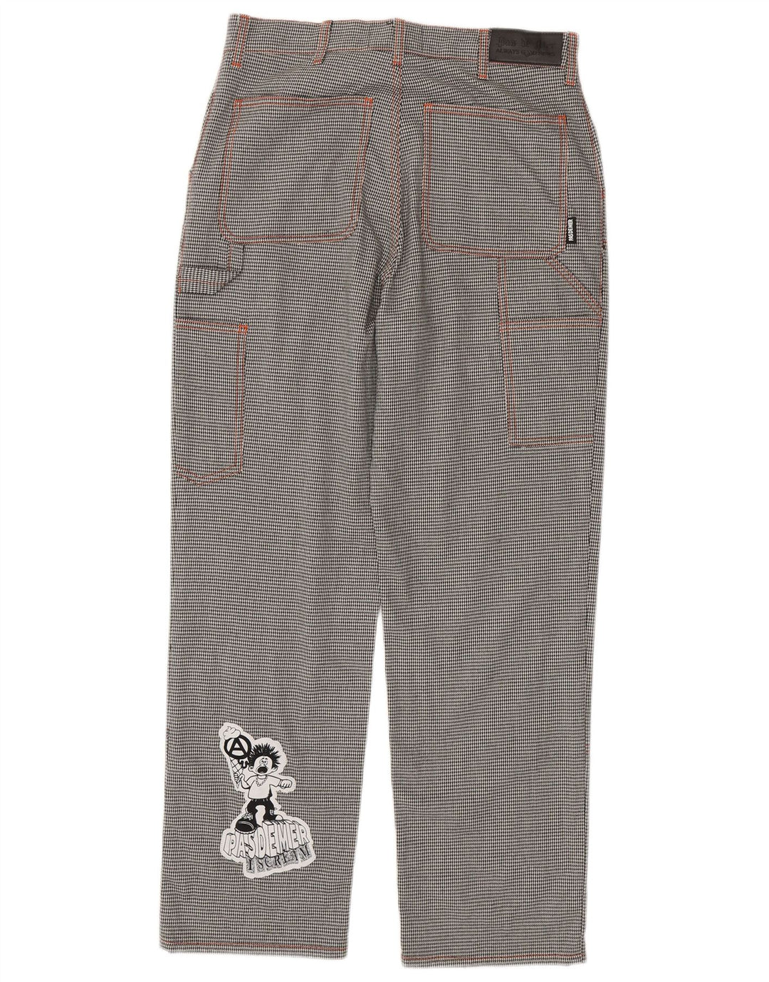 Pantaloni cargo grafici da uomo Pas De Mer W30 L30 Cartoon pied de poule neri