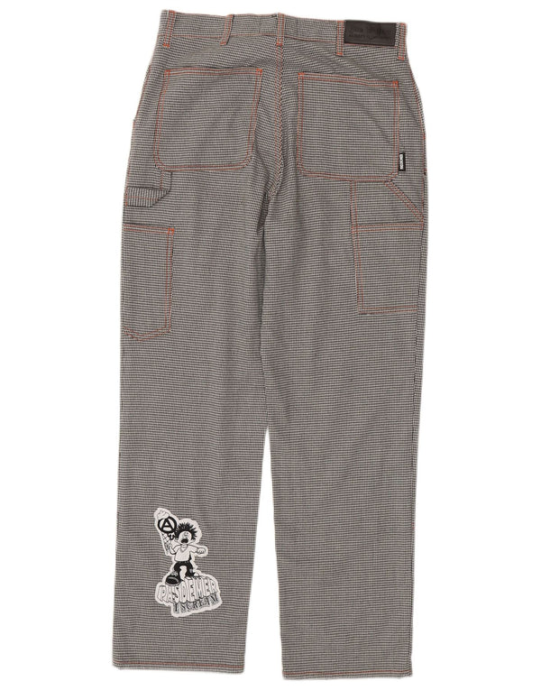 Pantaloni cargo grafici da uomo Pas De Mer W30 L30 Cartoon pied de poule neri