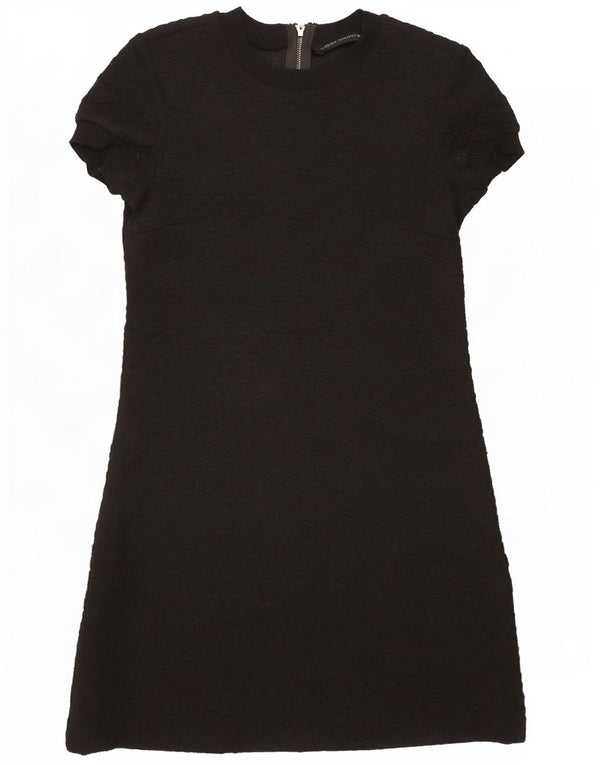Abito basic da donna a maniche corte Zara UK 10 piccolo poliestere nero con motivo cachemire