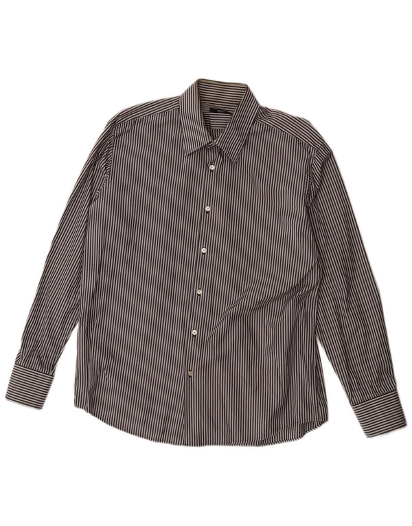 Camicia da uomo Hugo Boss taglia 43 17 XL a righe blu navy
