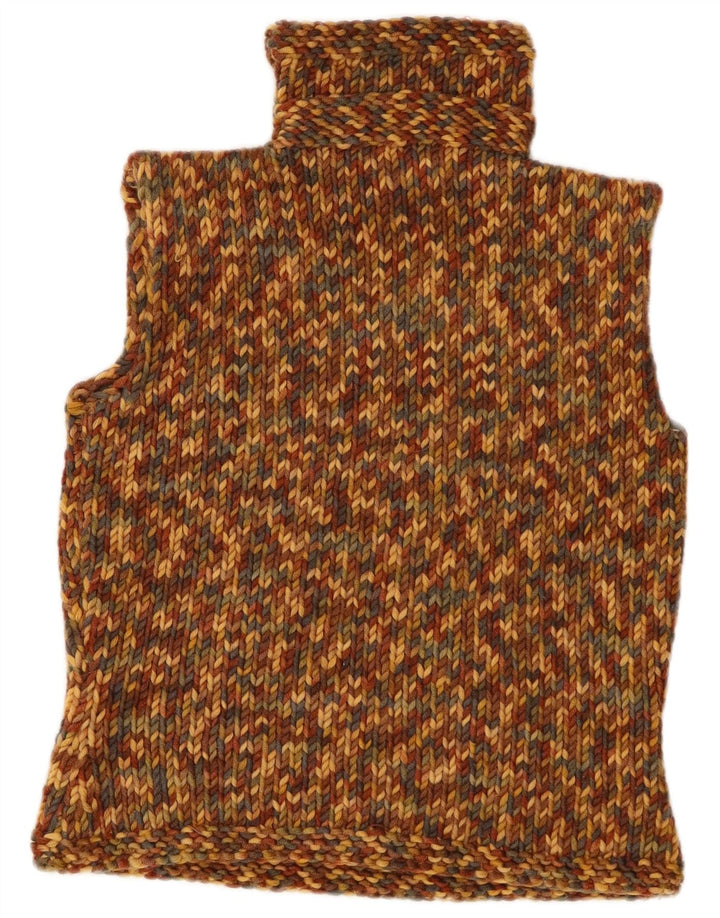 Canotta vintage da donna con collo alto e canotta UK 12 media multicolore chiazzata