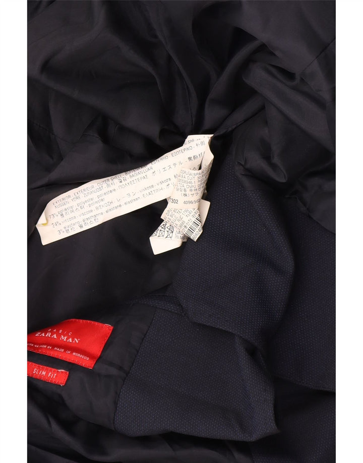 Giacca blazer da uomo a 2 bottoni Zara EU 54 XL poliestere blu navy
