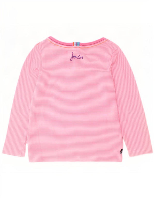 Joules Top grafico per ragazze a maniche lunghe 2-3 anni in cotone gessato rosa