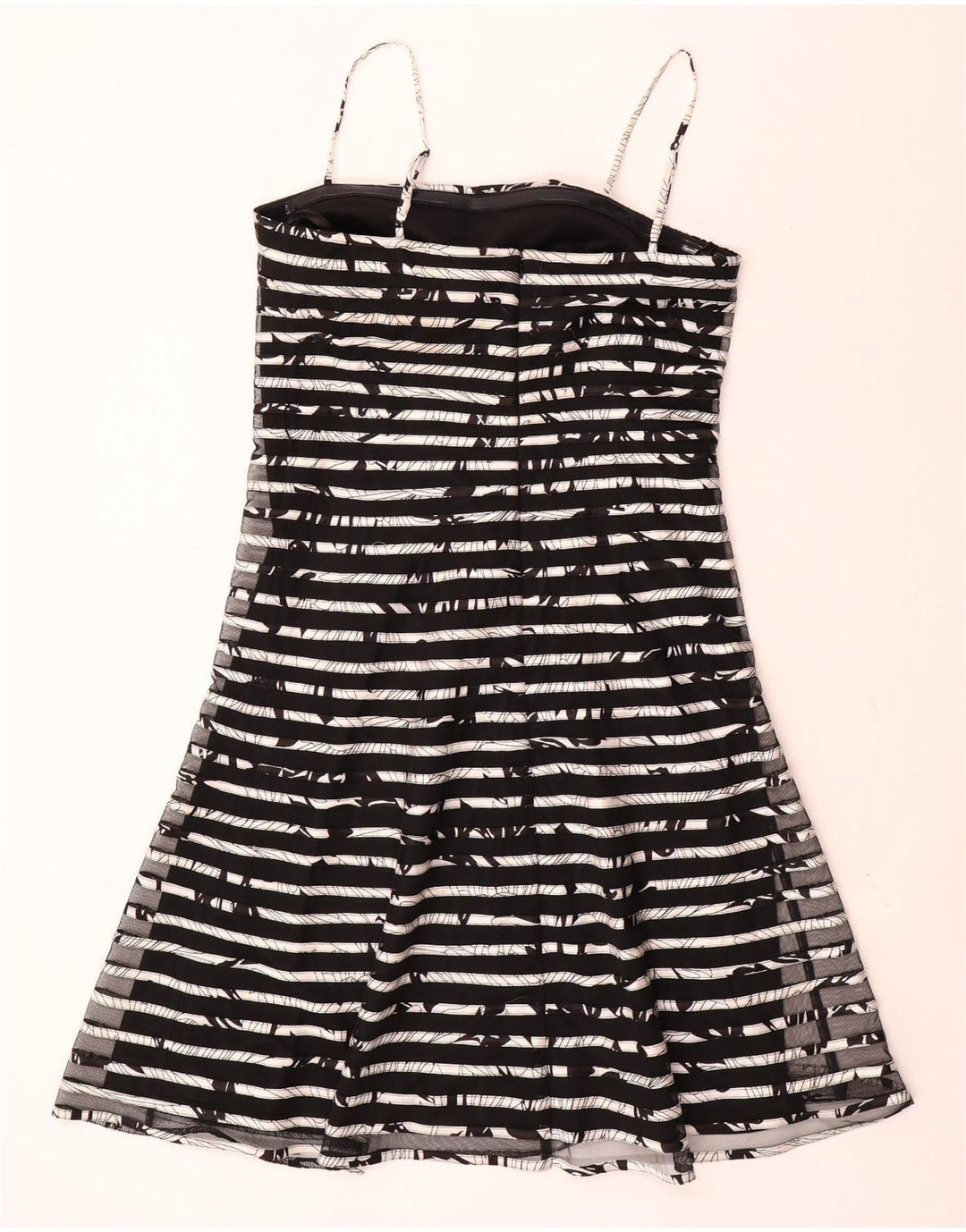 FRANK LYMAN Abito sottoveste da donna UK 14 Poliestere a righe nere medie