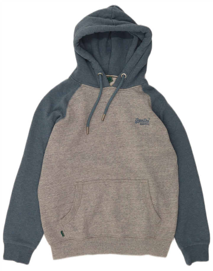 Felpa con cappuccio da uomo Superdry Large in cotone color block grigio