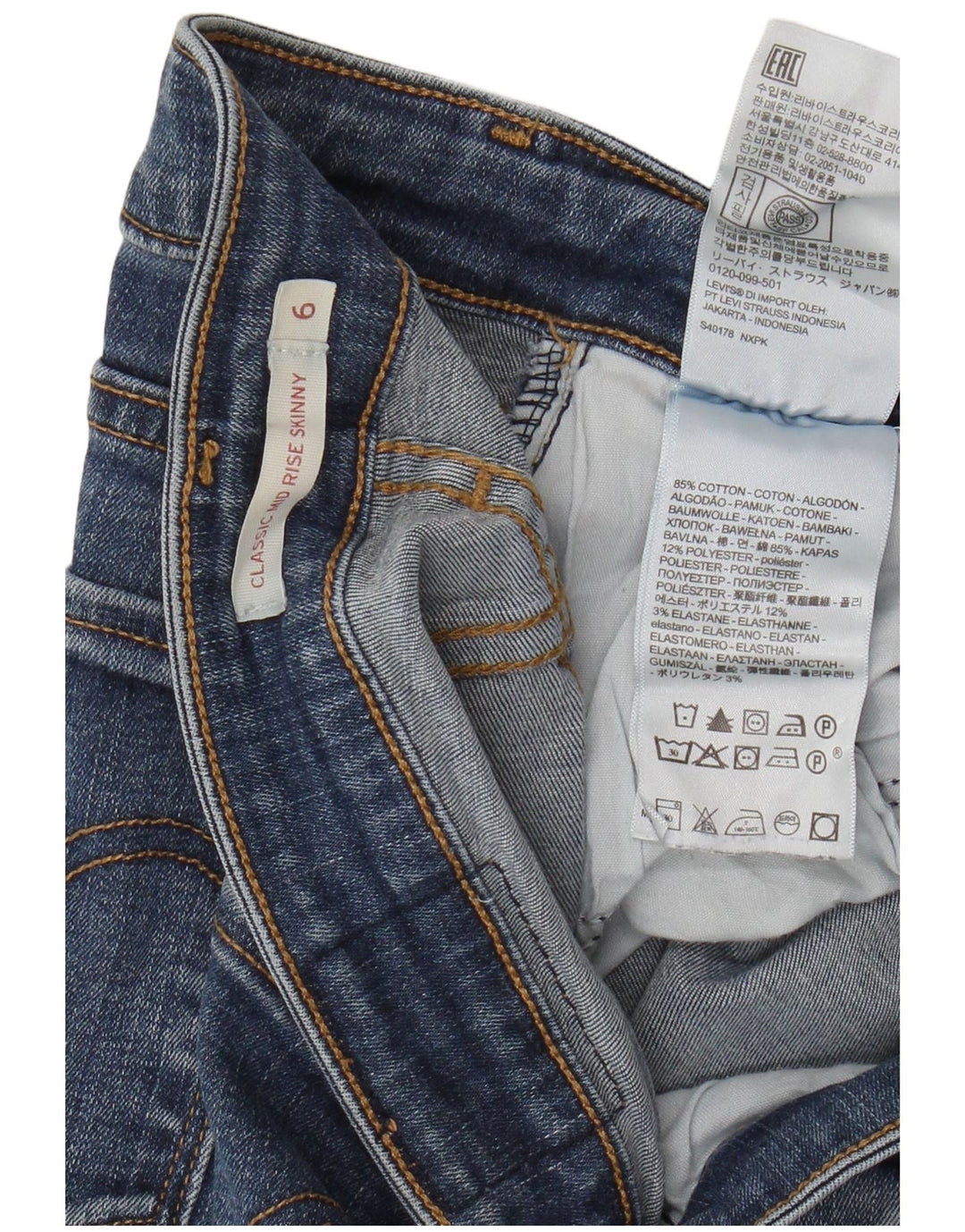 LEVI'S Jeans capri skinny classici a vita media da donna US 6 medi W26 L14 Blu