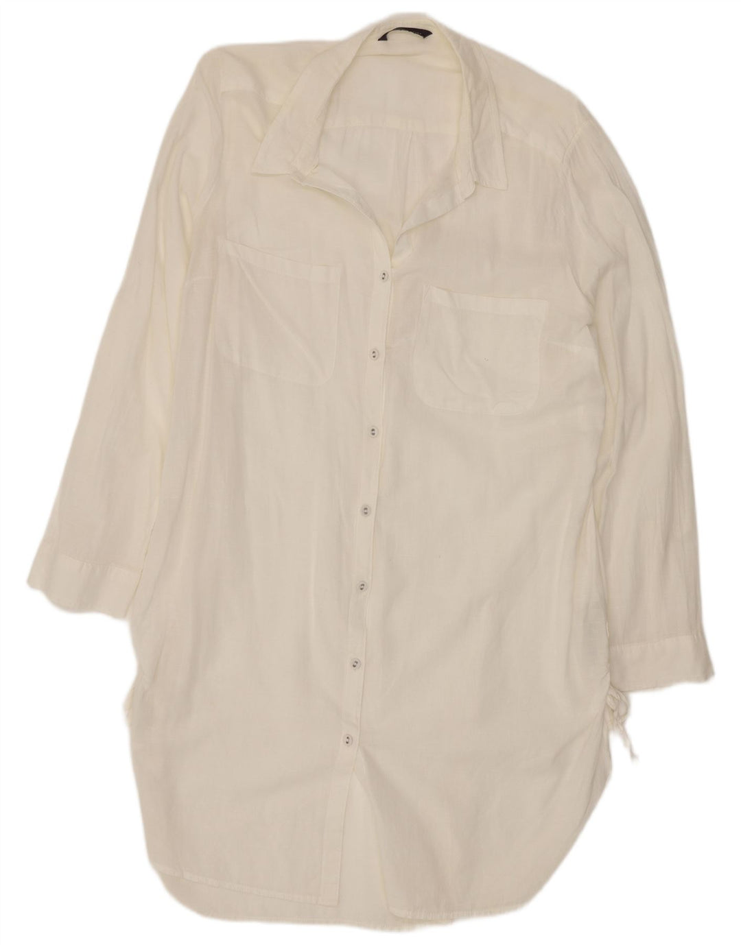 Marks & Spencer Womens Shirt Dress UK 12 Medium White Cotton
