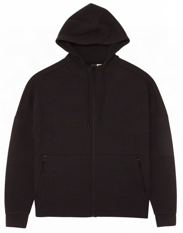 Maglione con cappuccio e zip Adidas da uomo grigio medio chiazzato