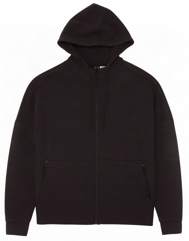 Maglione con cappuccio e zip Adidas da uomo grigio medio chiazzato