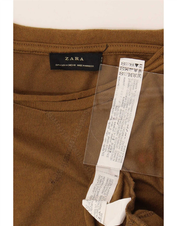 Top Zara da uomo a maniche lunghe in cotone marrone medio