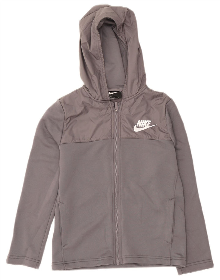 Felpa con cappuccio e zip Nike per ragazzi, 10-11 anni, poliestere color block grigio medio