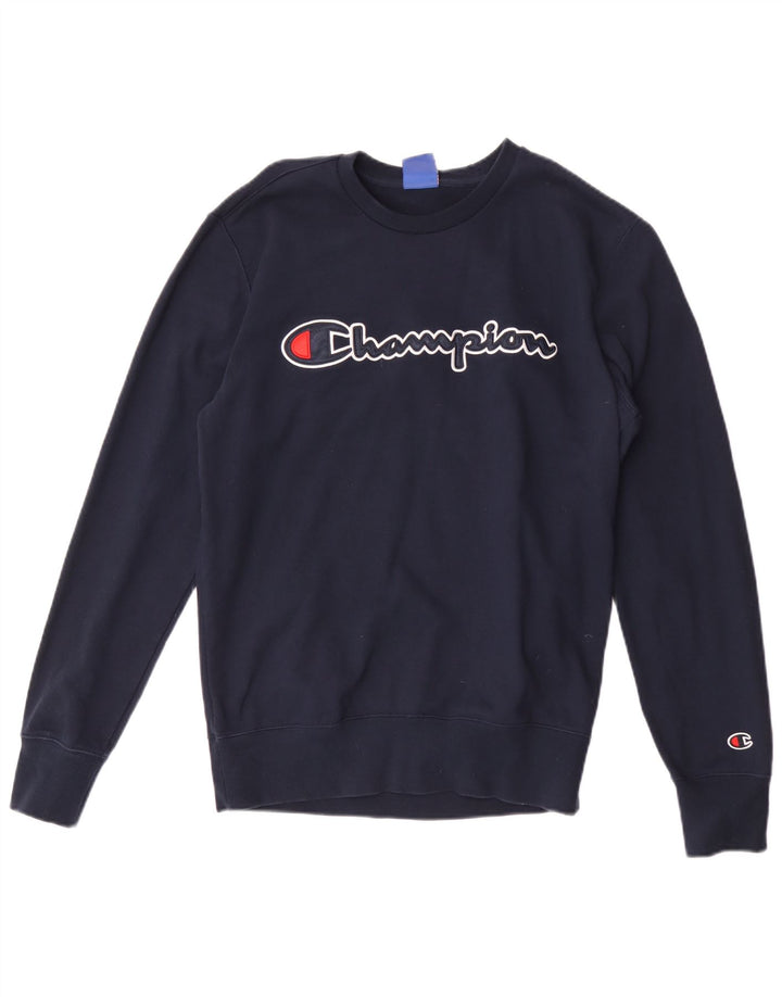 Felpa grafica da uomo Champion Felpa media in cotone blu navy