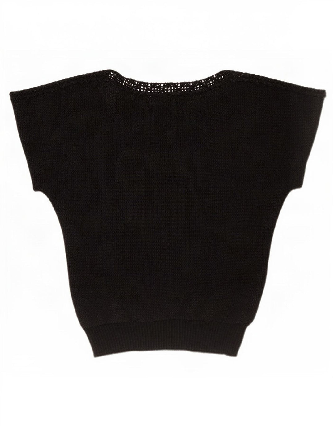 Top vintage da donna corto con camicetta a pipistrello trasparente IT 42 medio nero