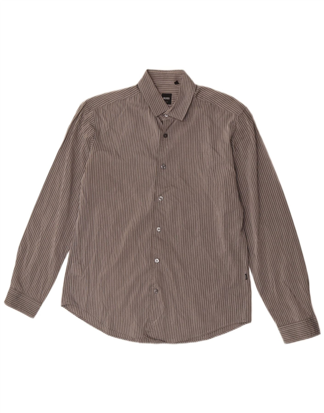 Camicia slim fit da uomo Hugo Boss in cotone gessato grigio medio