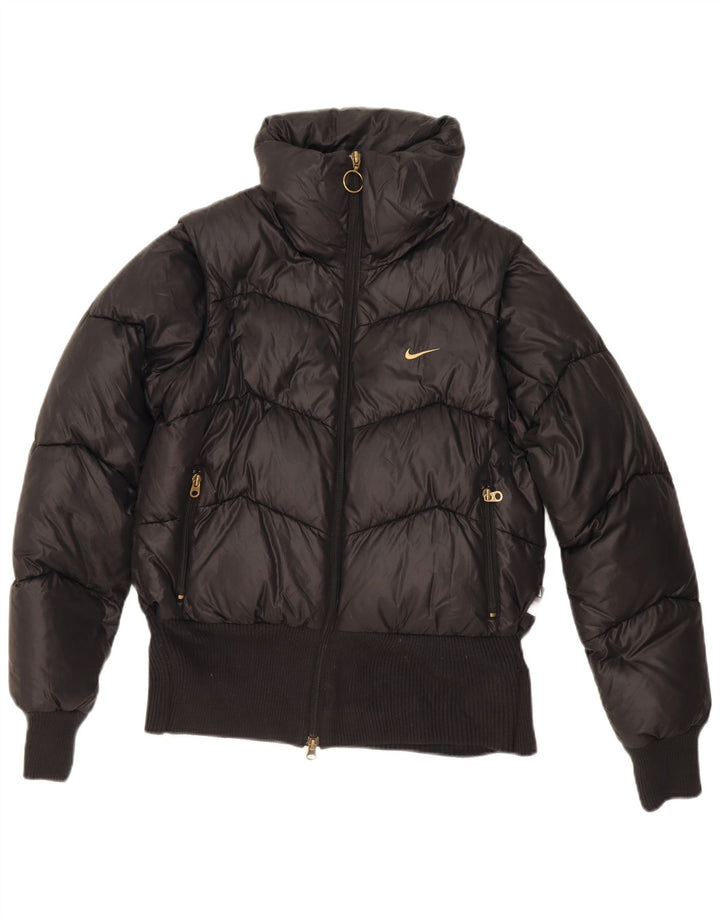 Giacca imbottita Nike da donna vestibilità ampia UK 8/10 piccola poliestere nero