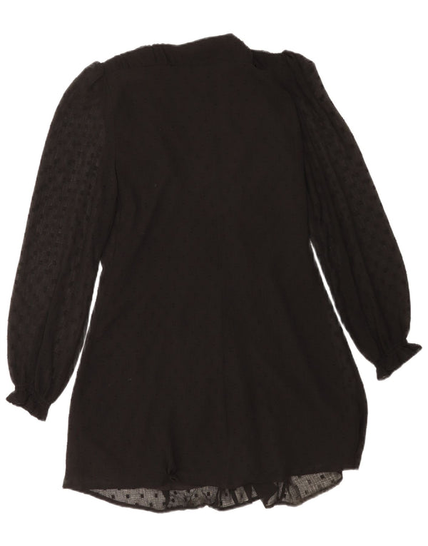 Abito tunica a maniche lunghe da donna Zara UK 10 piccolo poliestere maculato nero