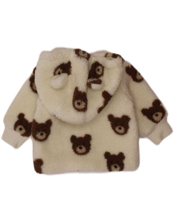 Giacca in pile con cappuccio grafico per neonata Monsoon 0-3 mesi bianco sporco