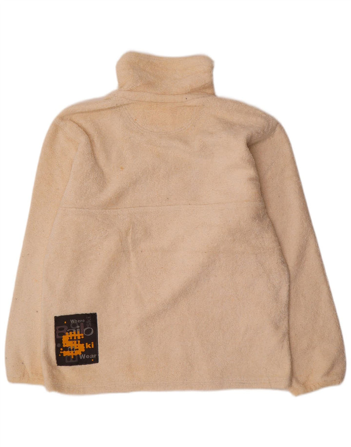 Maglione in pile con collo con zip grafico da uomo Bailo, grande in poliestere bianco sporco