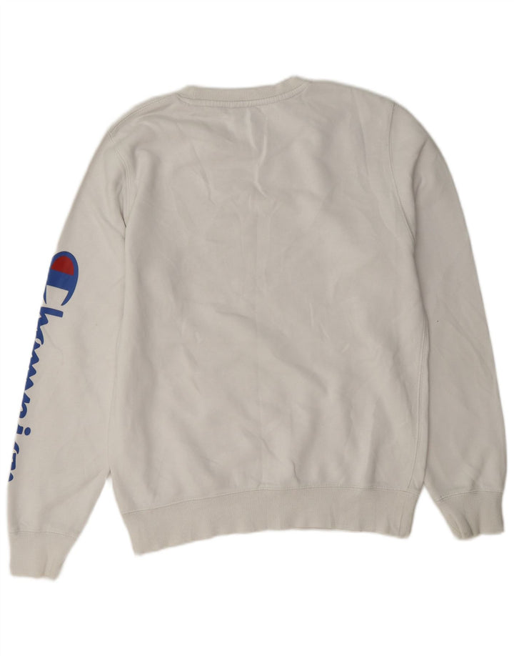 Felpa grafica da uomo Champion, maglione piccolo, cotone bianco