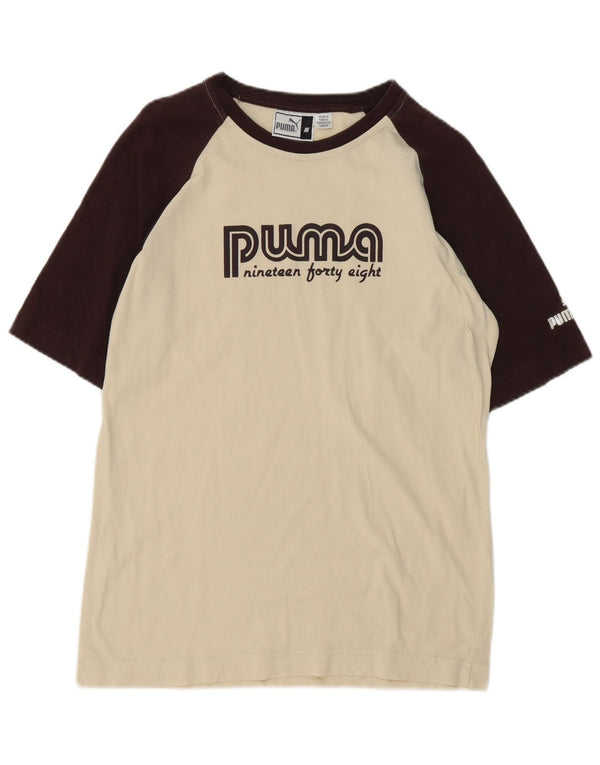 T-shirt grafica da uomo Puma Top in cotone color block bianco medio