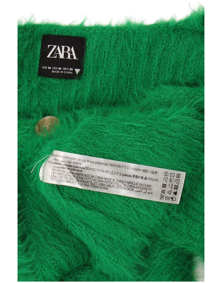 Maglione cardigan corto da donna Zara UK 12 nylon verde medio