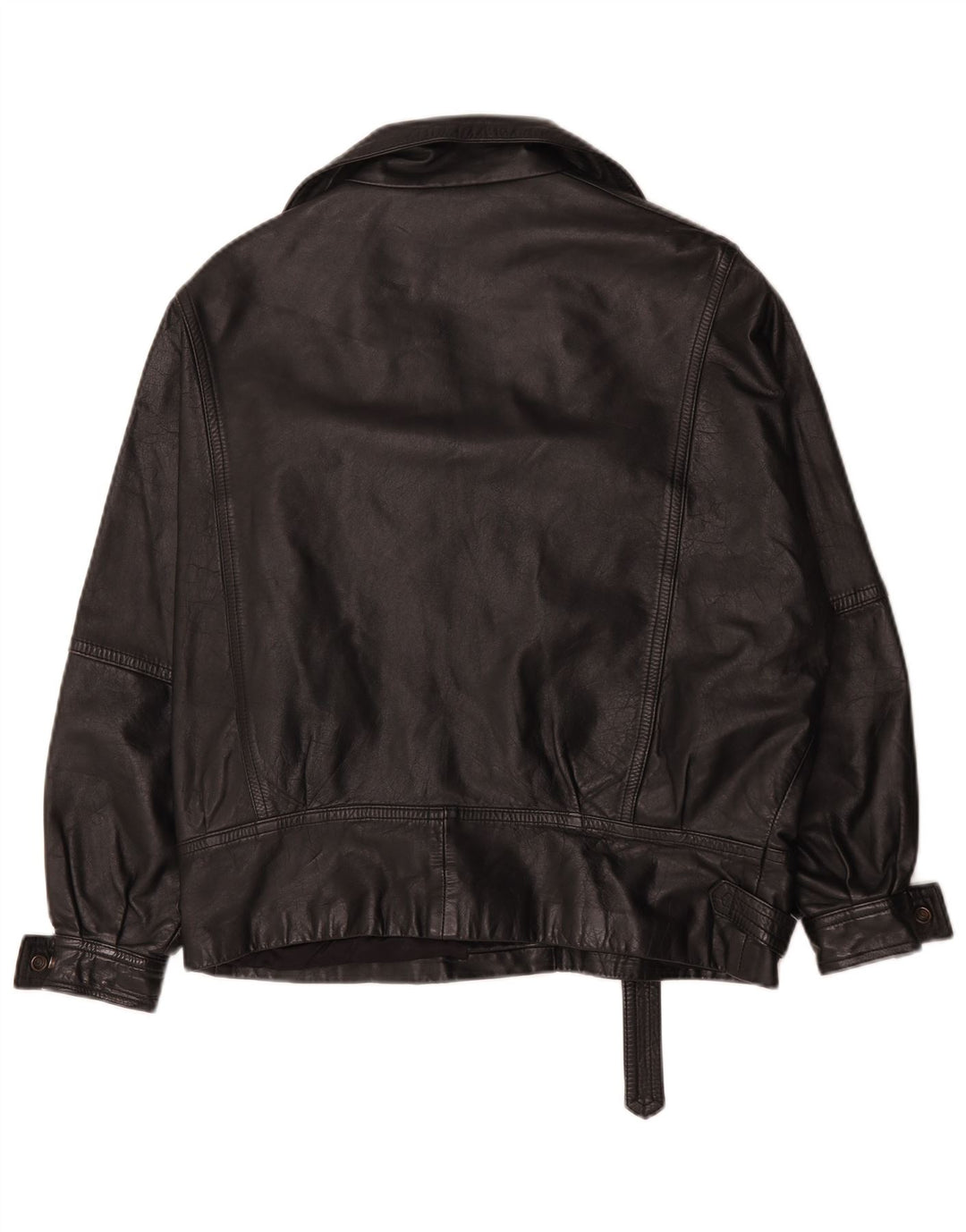 Giacca da motociclista in pelle oversize da donna vintage UK 14 grande in pelle nera
