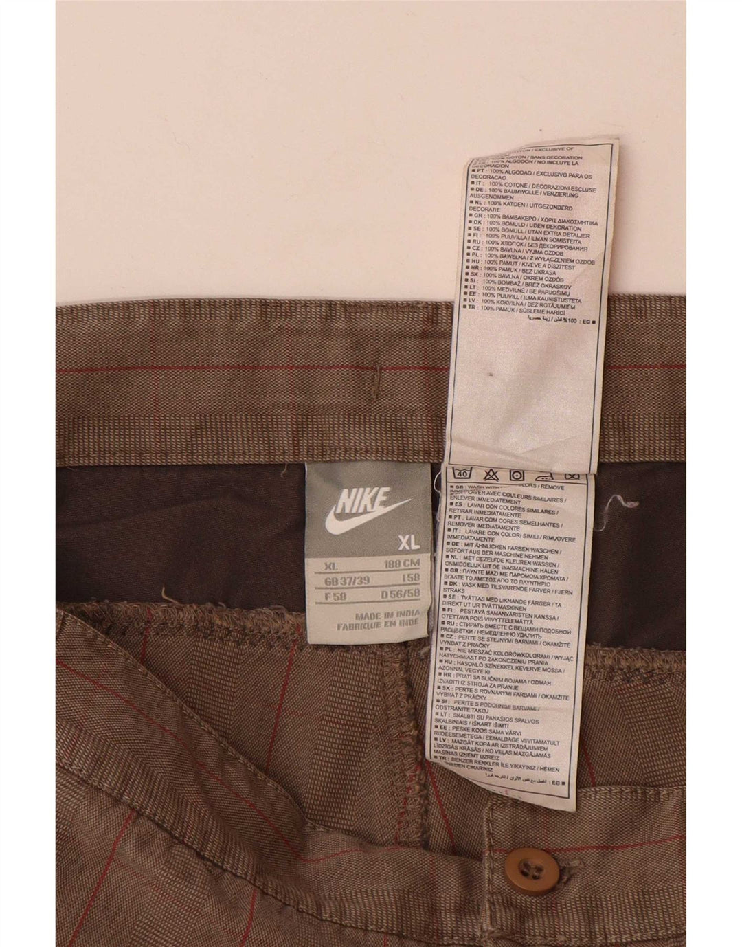 Pantaloncini cargo da uomo Nike XL W38 in cotone a quadri grigi