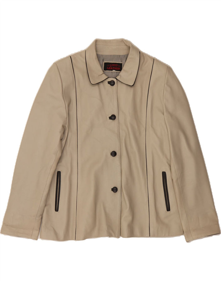 VINTAGE Womens Leather Jacket IT 50 XL Grey Leather Vintage Vintage and Second-Hand Vintage from Messina Hembry 